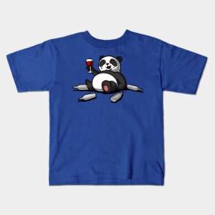 Funny Panda Bear Cute Wine Lover Kids T-Shirt